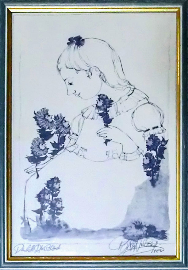 ヴィヨン・ヴィンブラッド陶板『花と少女』